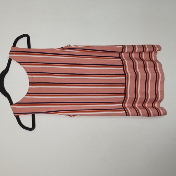 Jack By BB Dakota Striped High-Low Tank Top Orange White Blue Women's Size L - Picture 5 of 5